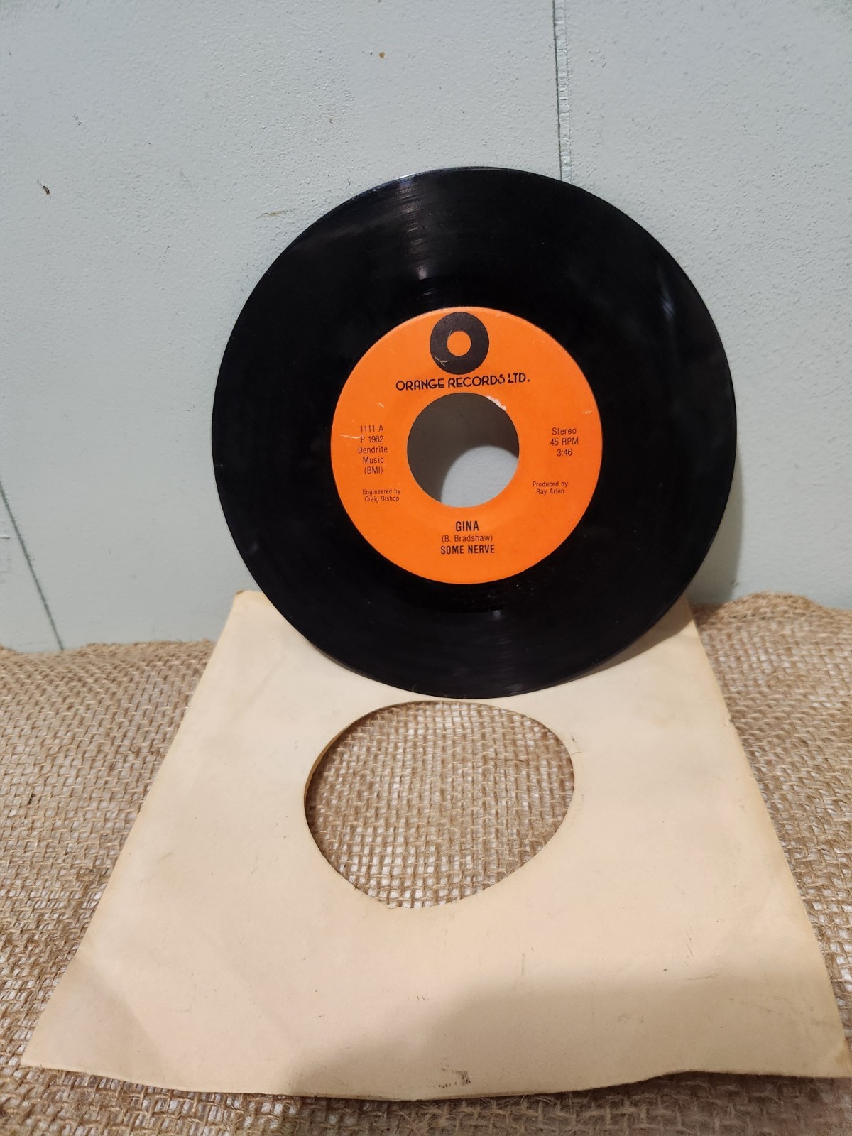 SOME NERVE GINA/BEILEVE IN A LIE vinyl 45 RPM Orange Records 1982