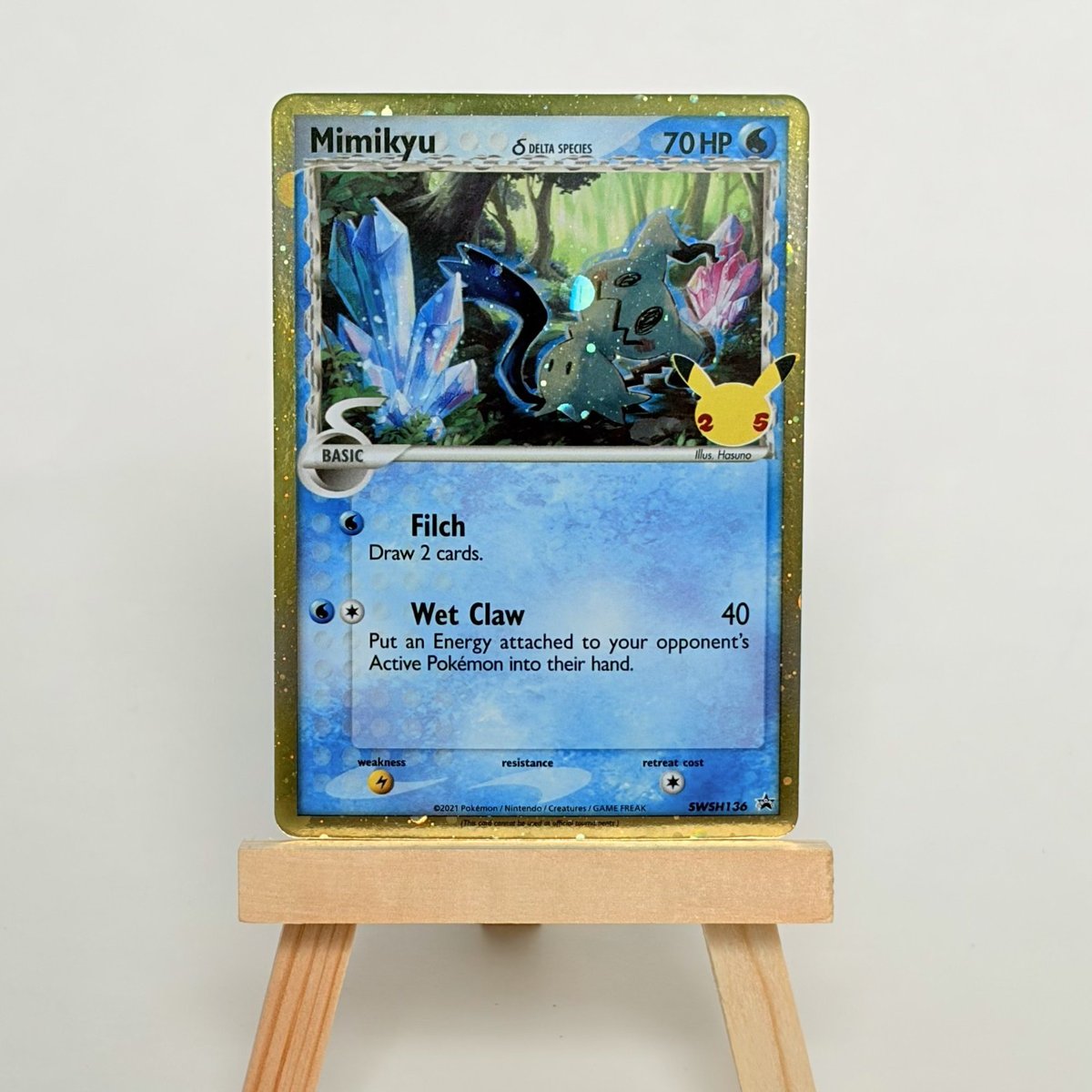 Pokemon TCG Celebrations Mimikyu Black Star Promo 25th Anniversary Stamp SWSH136