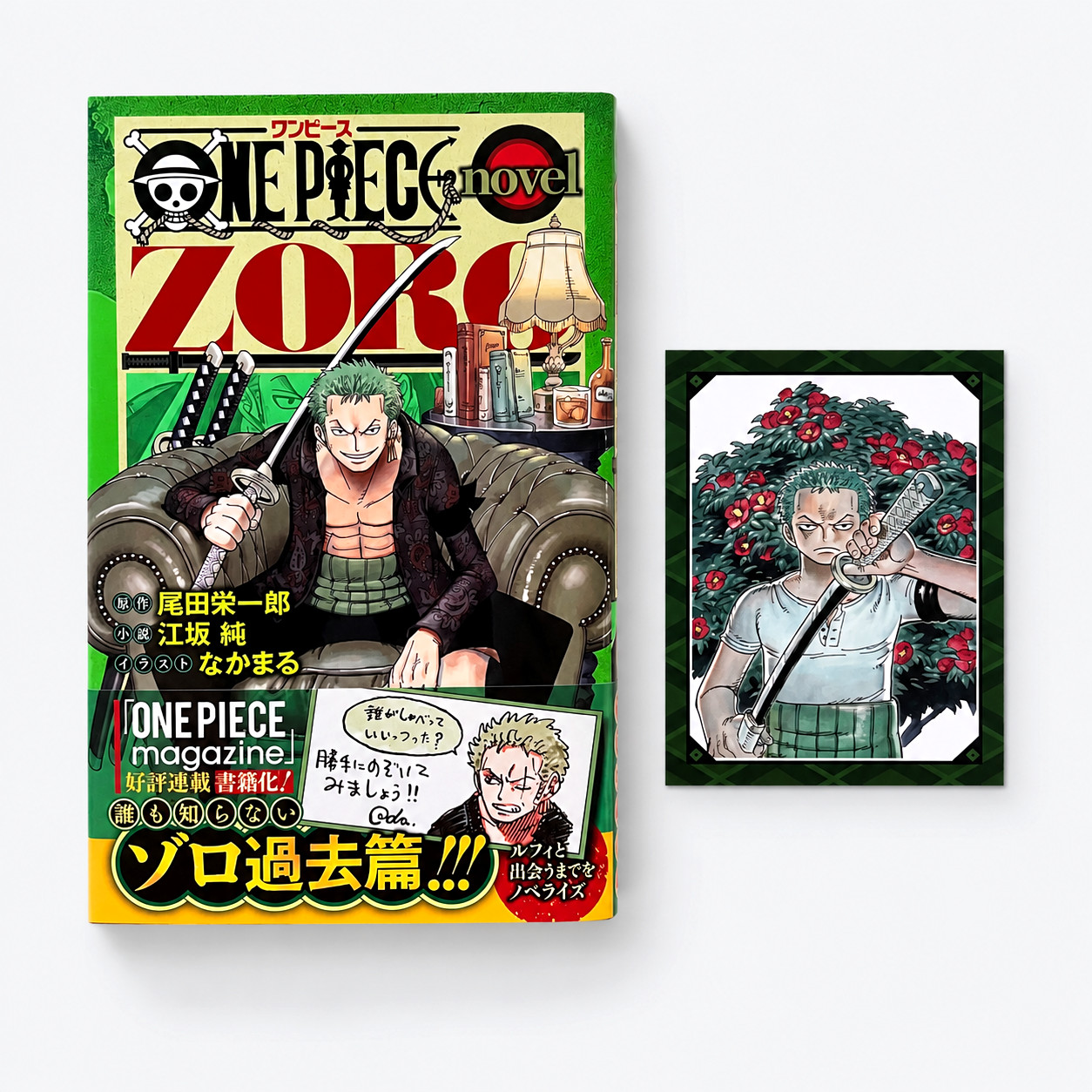 ONE PIECE romanzo ZORO Eiichiro Oda JUMP j LIBRI giapponese con carta promozionale NUOVO