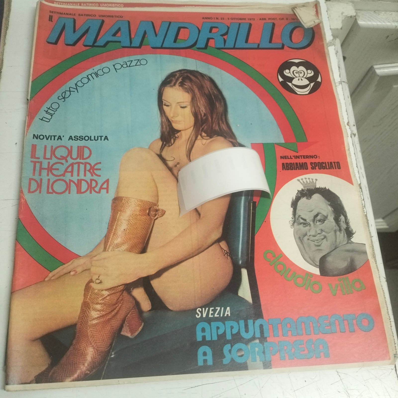 MANDRILLO anno 1 # 23 - settimanale satirico umoristico - fotoromanzo - 1972
