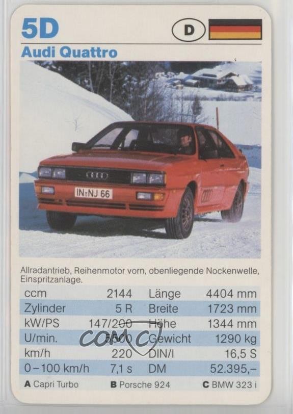 1981 Dubreq Top Trumps Cars Audi Quattro #5D 0i4g