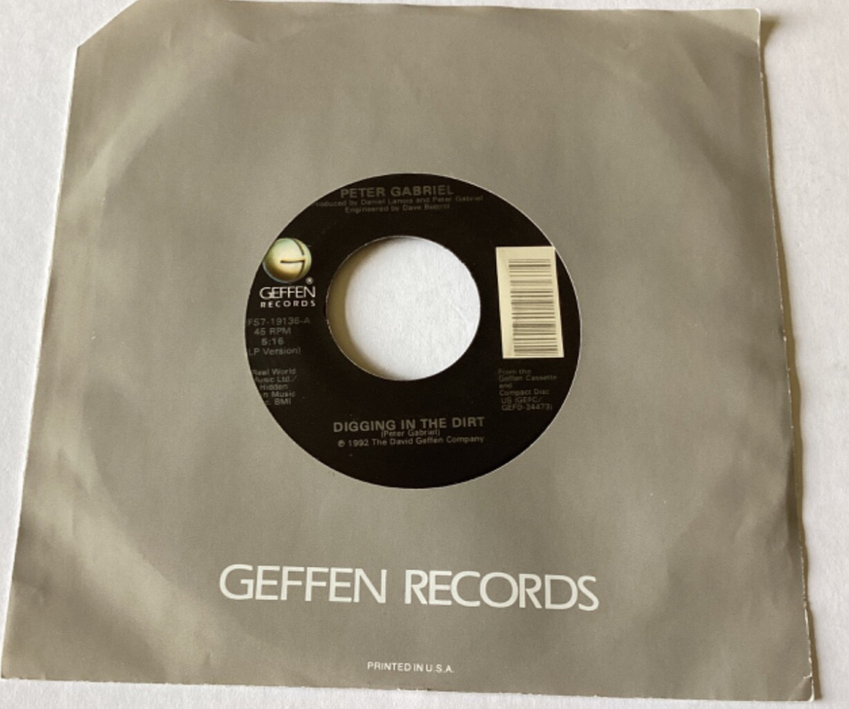 PETER GABRIEL of GENESIS “Digging in the Dirt” GEFFEN Records 45 RPM Vinyl