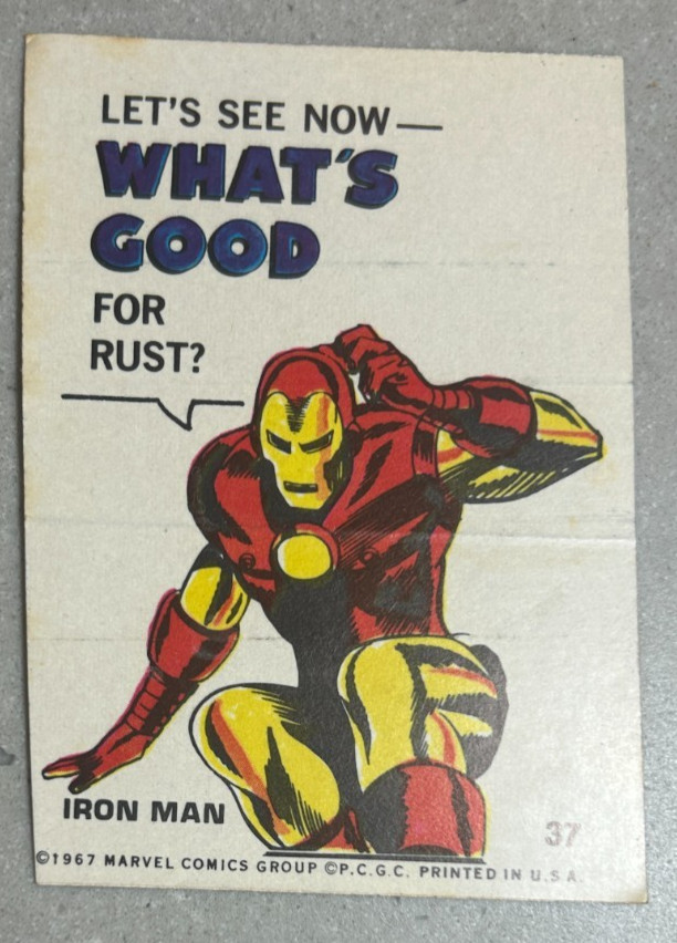 1967 Marvel Philadelphia Gum Card Super Hero #37 Iron Man adesivo fumetto