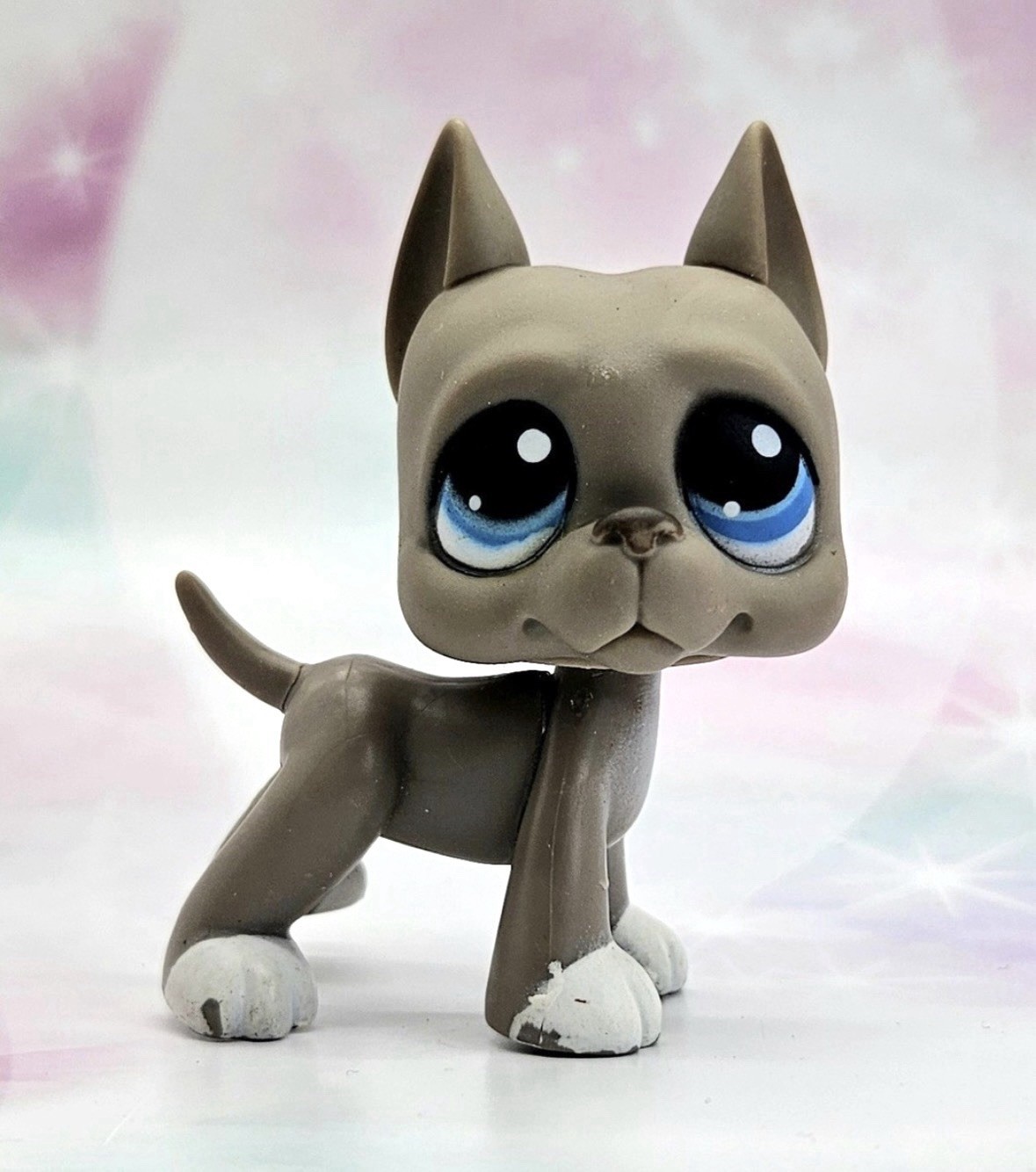 Littlest Pet Shop Authentic # 184 Grigio Bianco Dane Occhi Blu