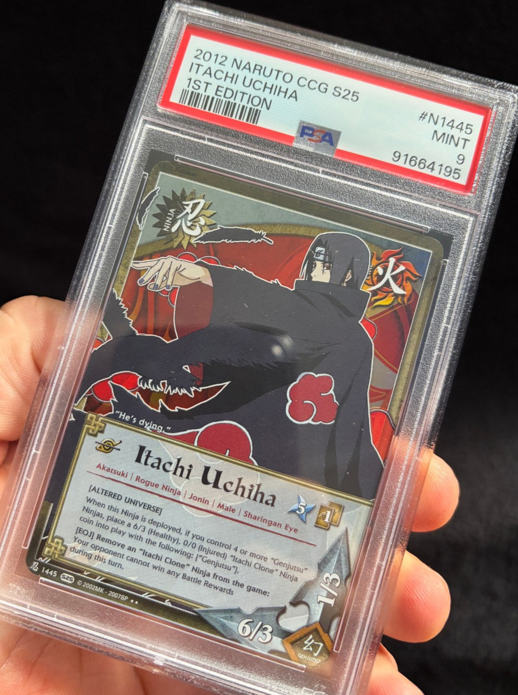 2012 Naruto CCG S25 N1445 1° EDIZIONE FOIL ITACHI UCHIHA COME NUOVO 9 PSA91664195