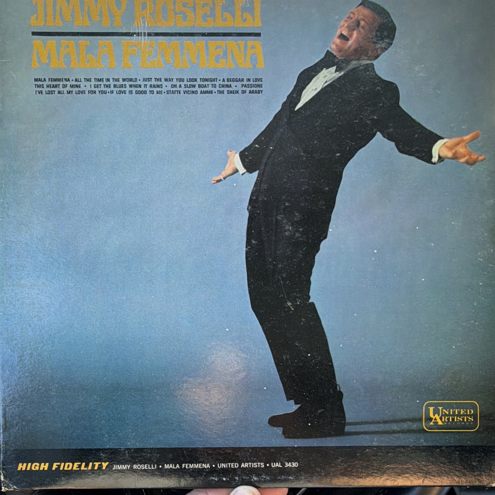 Jimmy Roselli Mala Femmena United Artists UAL 3430 12" Black Vinyl LP Mono