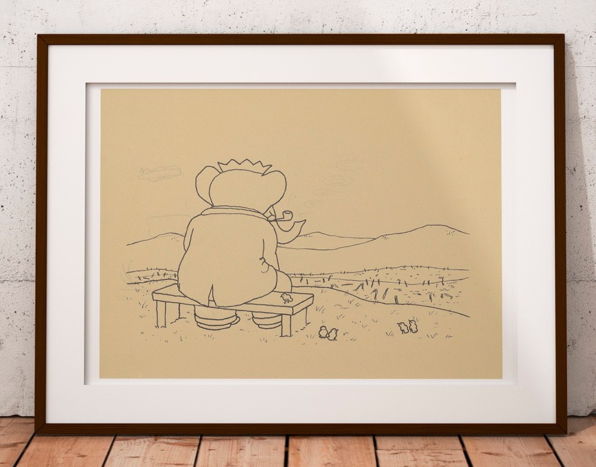 Jean de Brunhoff Le Voyage de Babar Dessin original pour l'édition de 1934