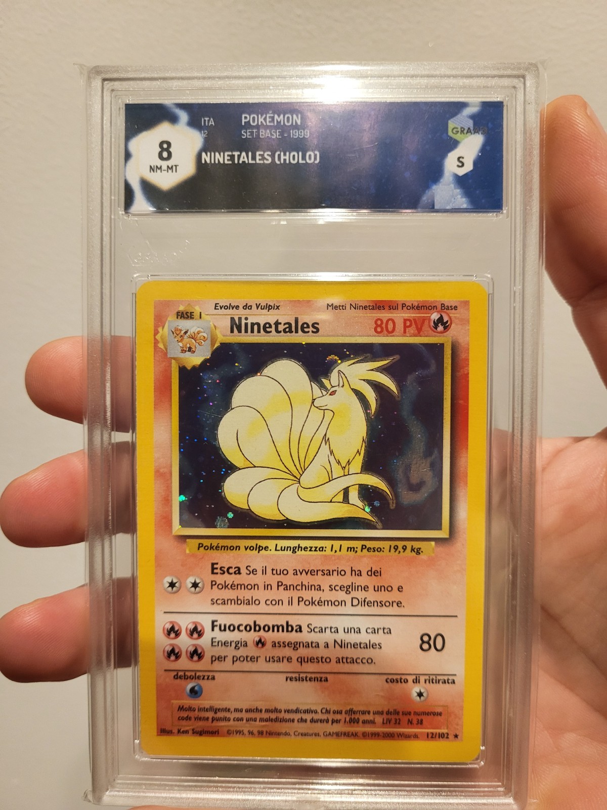Pokemon Ninetales Holo Set Base 1999-2000 Wizards Ita 12/102 Graad 8 Nm