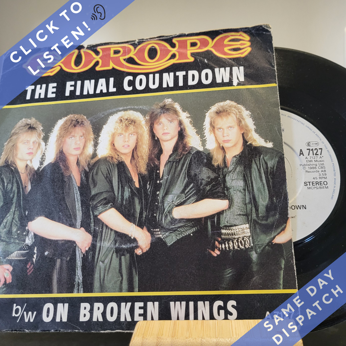 Europe – The Final Countdown (1986)  - 7" Vinyl Single - EX/VG+