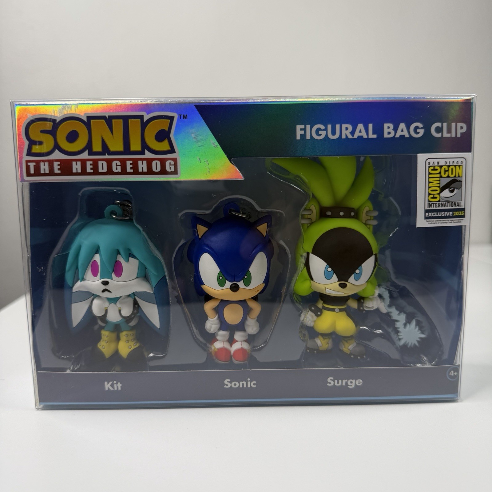 SDCC 2025 Sonic Figural Bag Clip Confezione da 3 Kit Surge Monogram Esclusivo LE 300