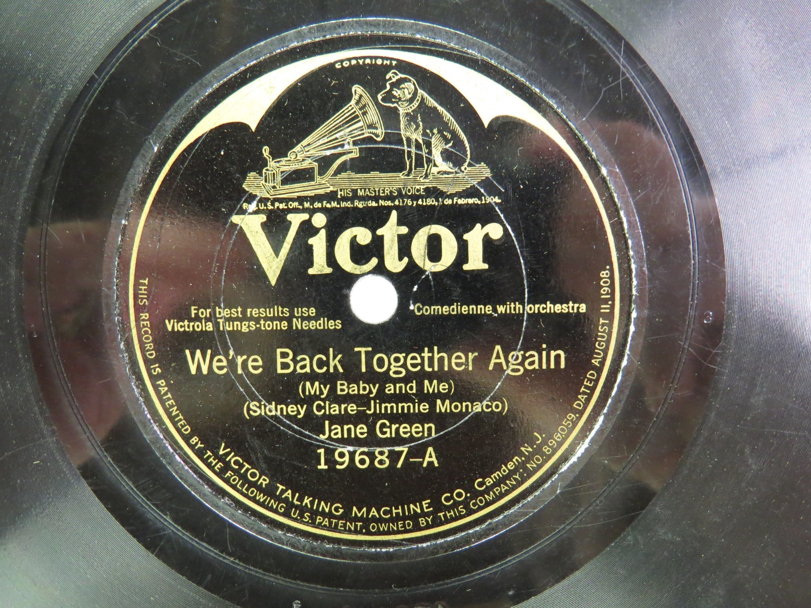 Jane Green - VICTOR 19787 - We're Back Together Again- 78 RPM