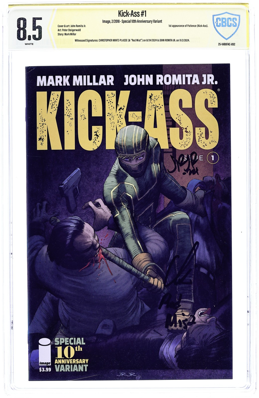 Kick-Ass 1C Romita 1:25 CBCS 8.5 Witnessed Sig Mintz-Plasse/Romita Jr. 2018