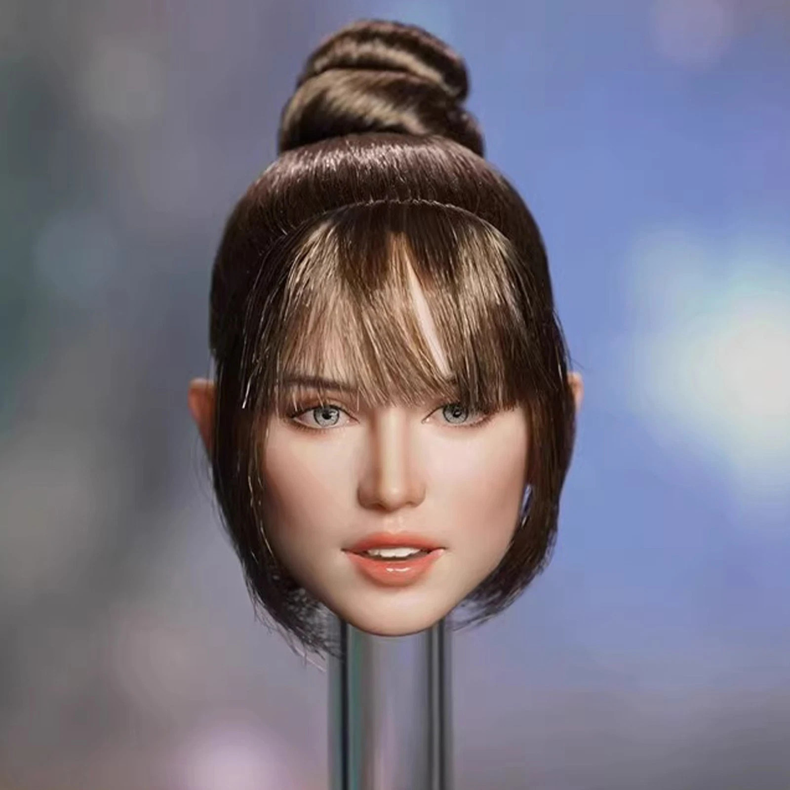 Testa di ragazza sangue misto 1/6 capelli scolpiti per corpo figura femminile 12" PH ABBRONZATURA