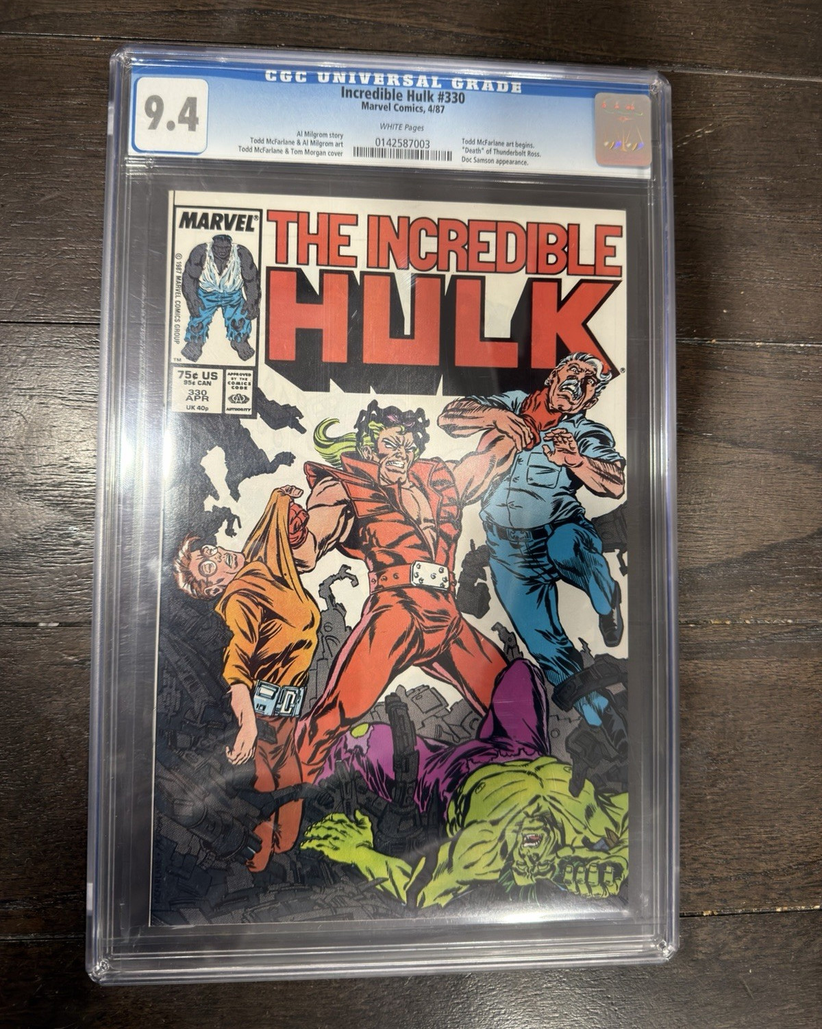 Marvel Incredible Hulk #330 (1987) CGC 9.4 Near Mint Hulk White Pages