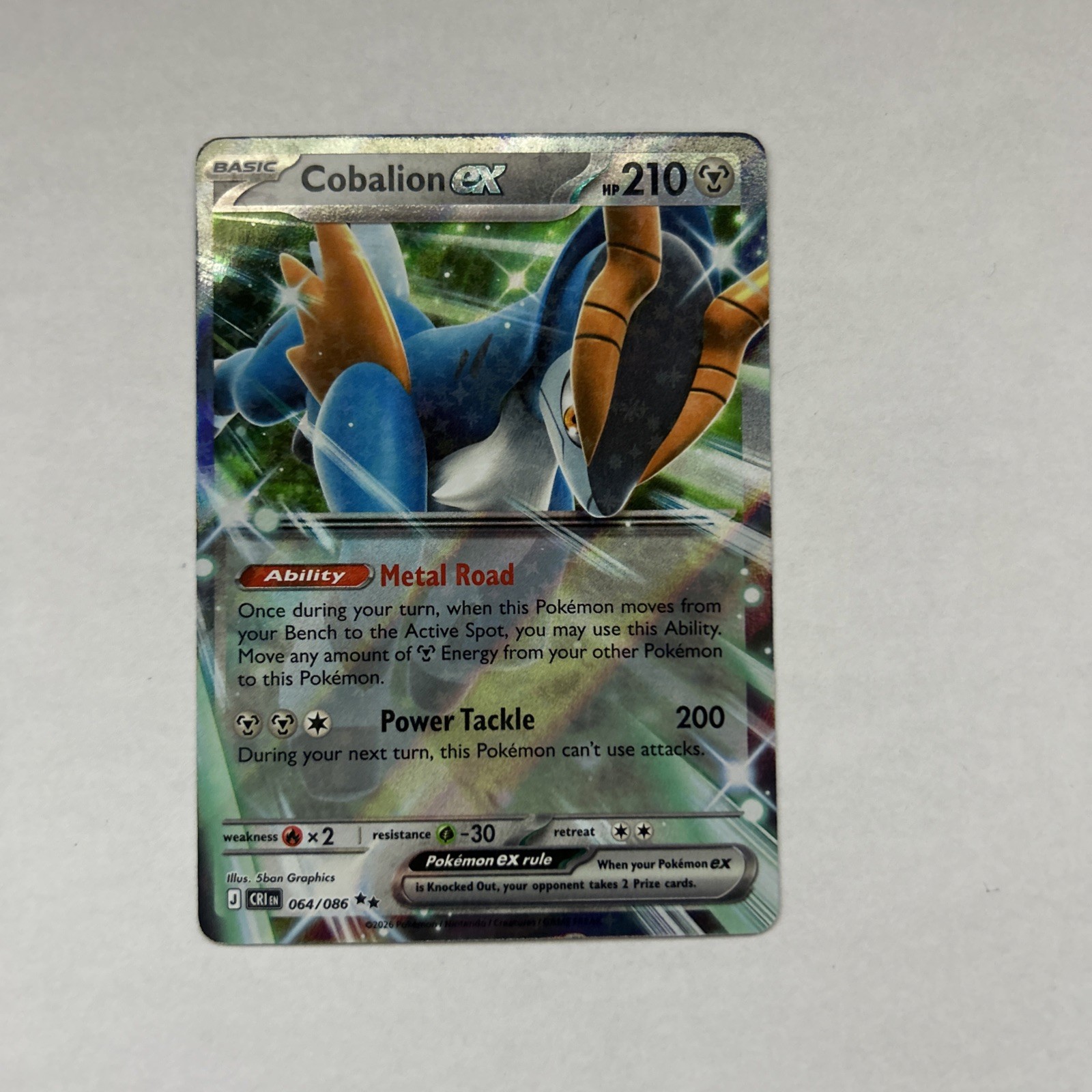 Cobalion ex 064/086 Double Rare Chaos Rising Pokemon Near Mint