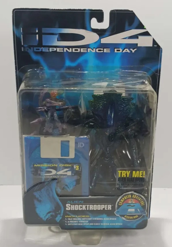 ID4 Independence Day Alien Shocktrooper Trendmasters 1996 sigillato disco scheda 3