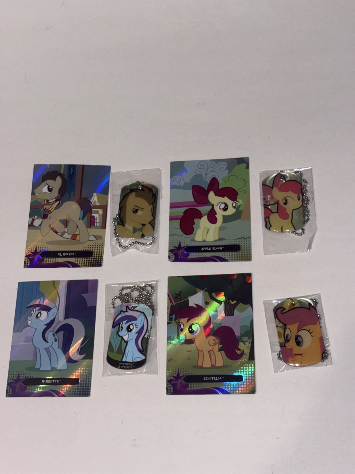 Lotto di 4 collane My Little Pony e carte collezionabili Holo 