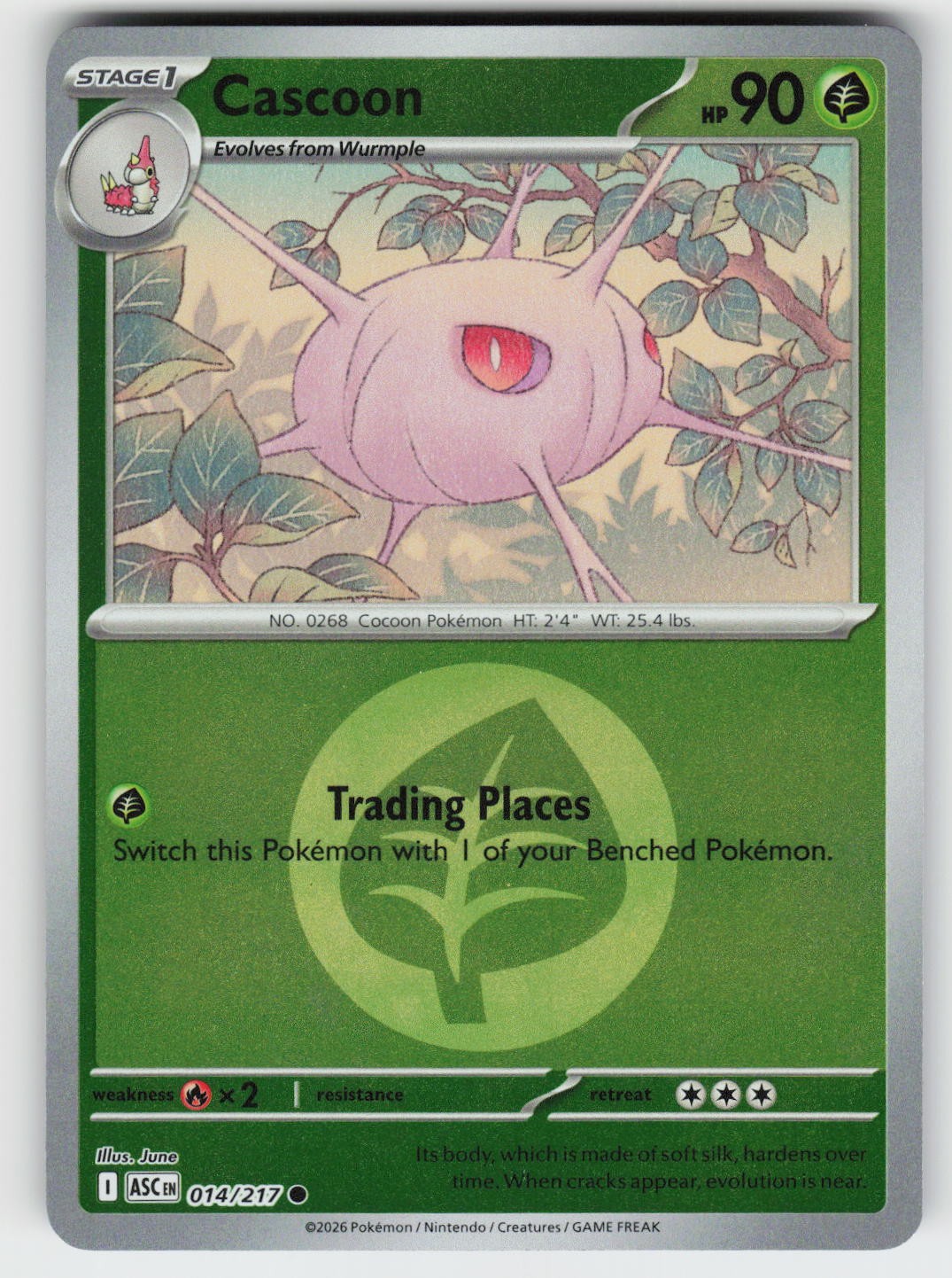 Cascoon (Energy Symbol Pattern) Reverse Holo Common ME: ASC 014/217 NM