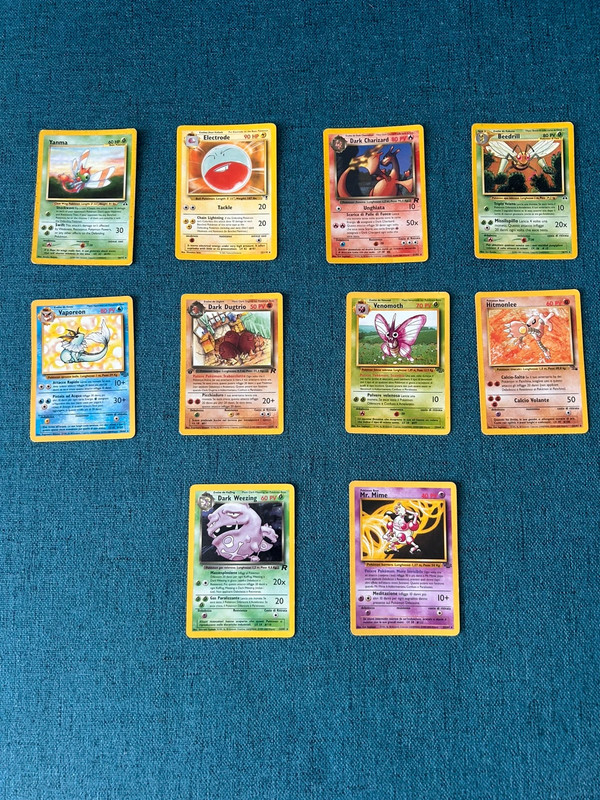 Lotto 10 Carte Pokémon Vintage - WOTC Jungle, Fossil, Team Rocket, Neo
