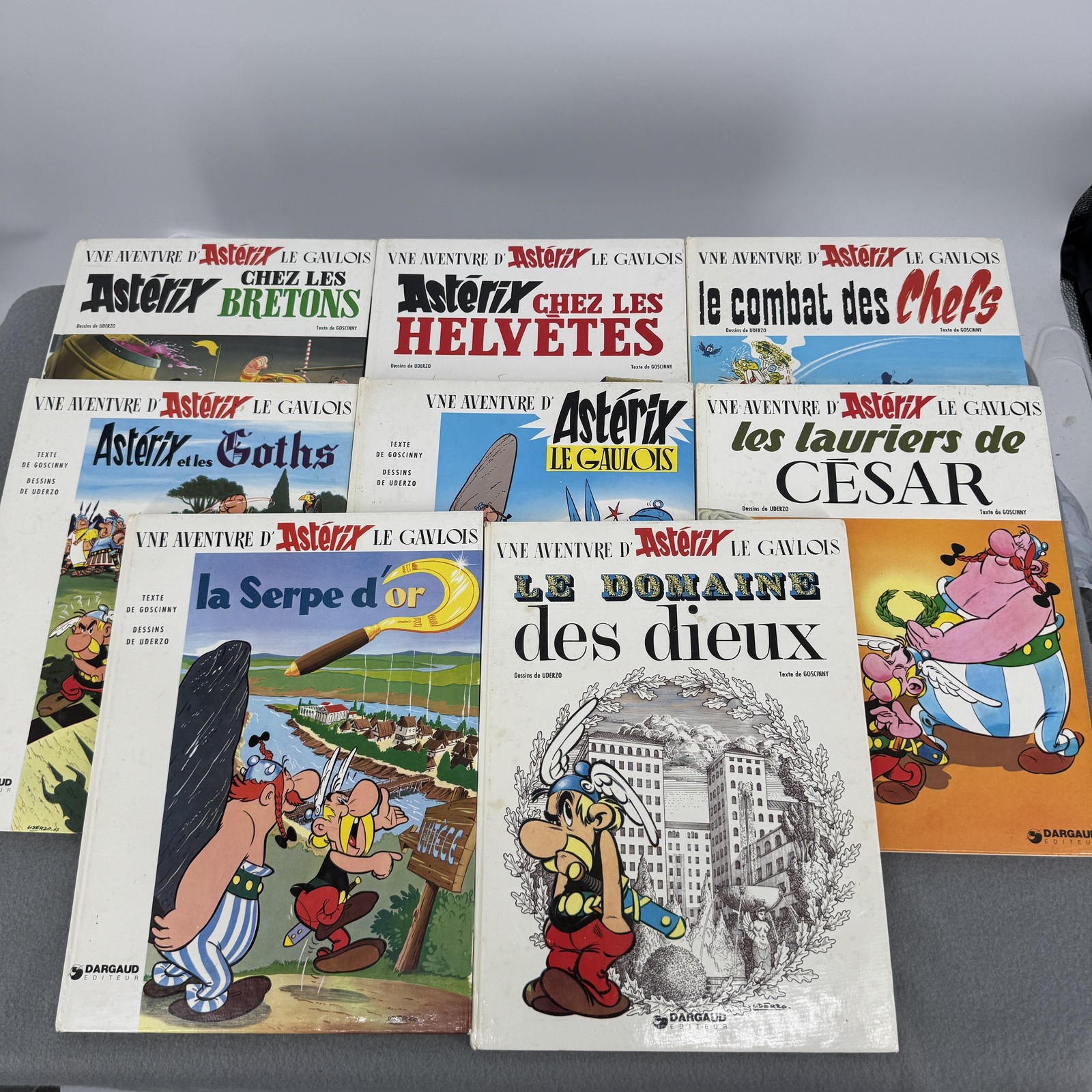 Set di 8 album fumetti vintage anni 70 Asterix Dargaud Canada copertina rigida francese
