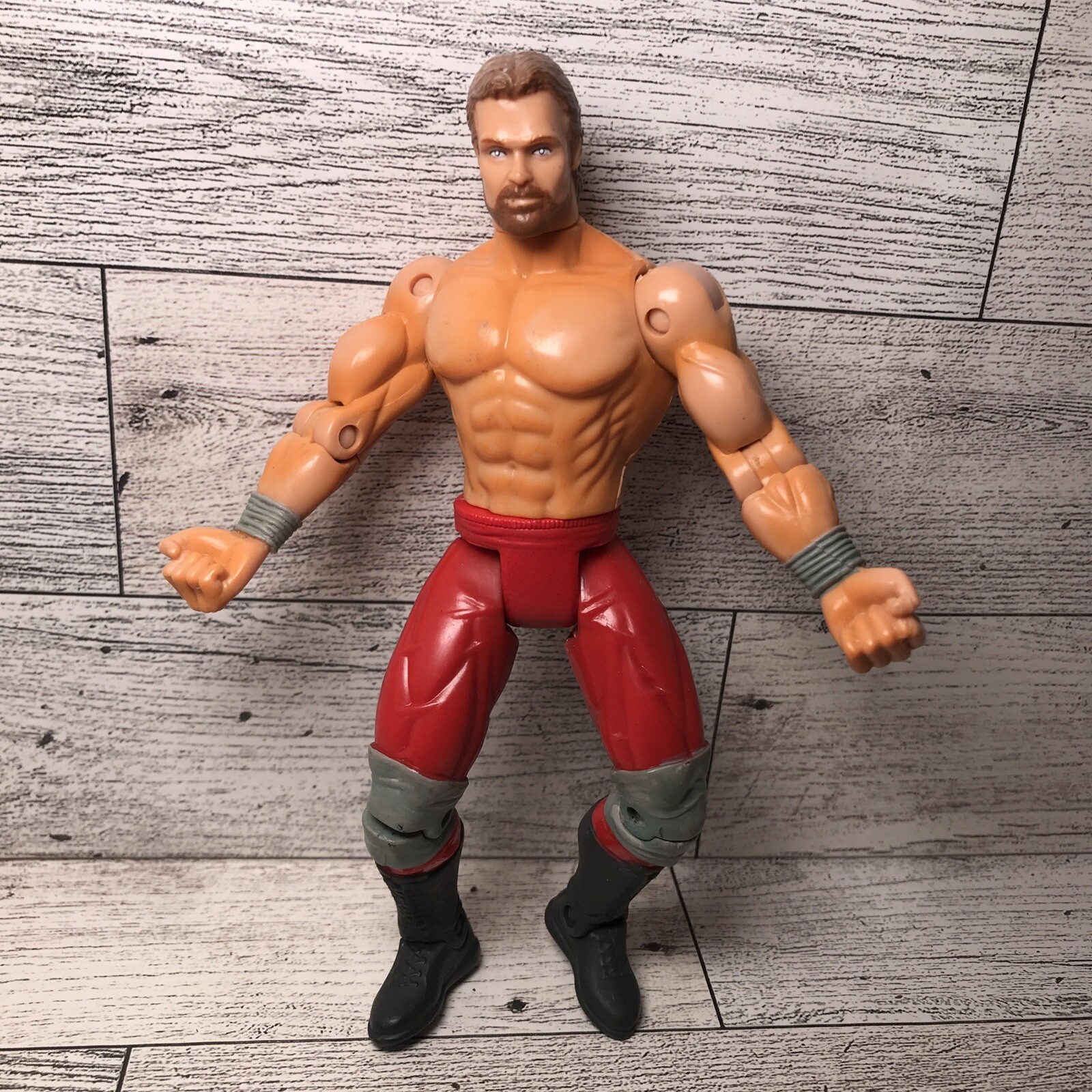 Vintage WCW Chris Benoit 1999 giocattolo wrestling action figure ring sport rosso 6"