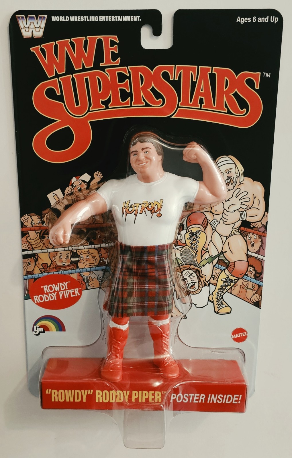 WWE SUPERSTARS LJN "ROWDY" RODDY PIPER 8" FIGURE BLACK CARD SPEDIZIONE VELOCE 