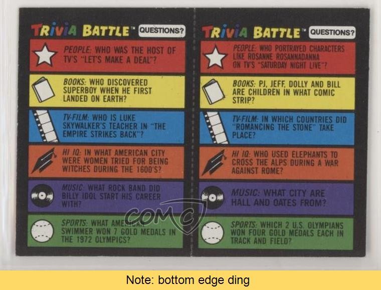 1984 Topps Trivia Battle Trivia Cards Gilda Radner #89-90 READ 0b3