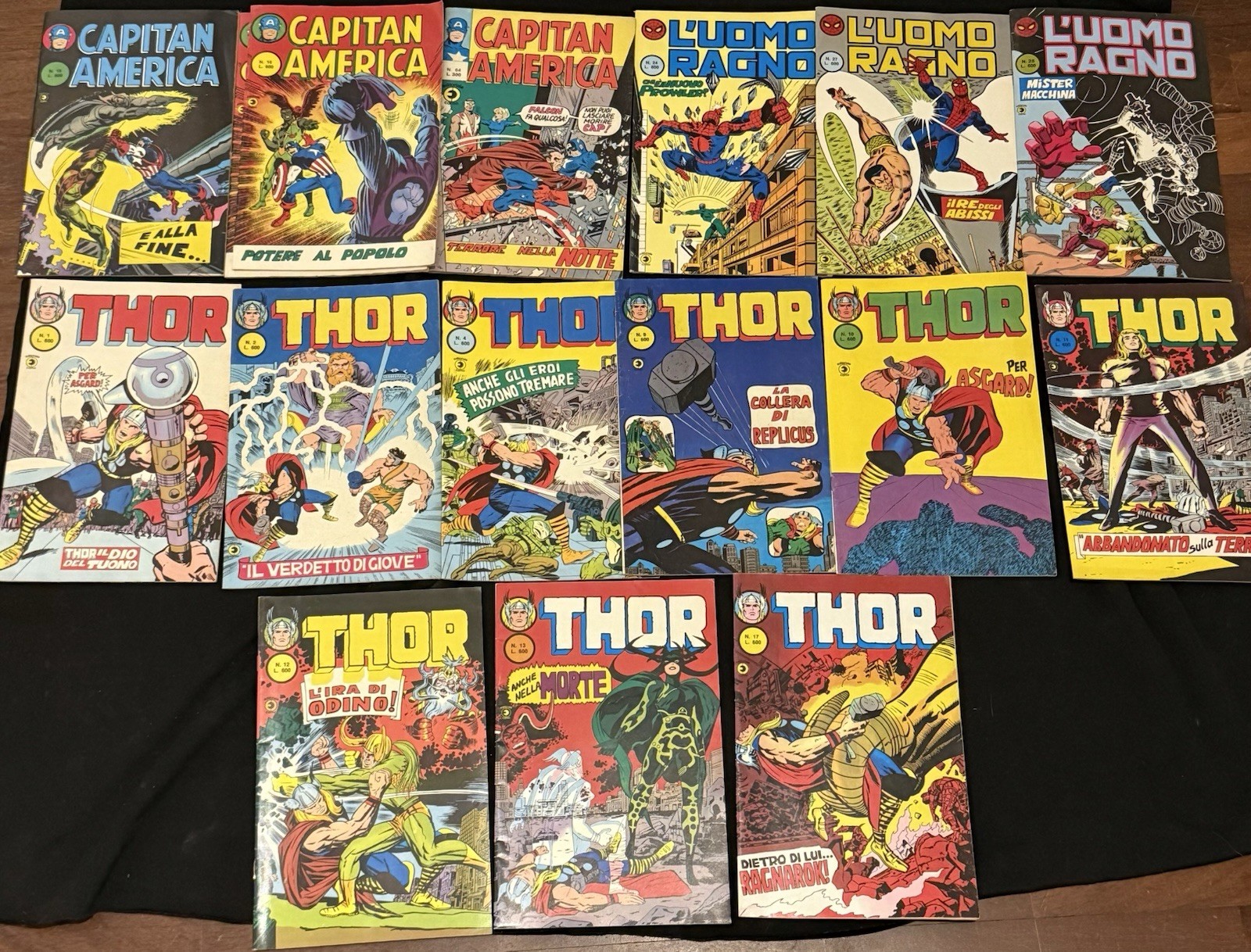 Editoriale Corno lotto fumetti Marvel 1966: Thor, Capitan America, Uomo Ragno