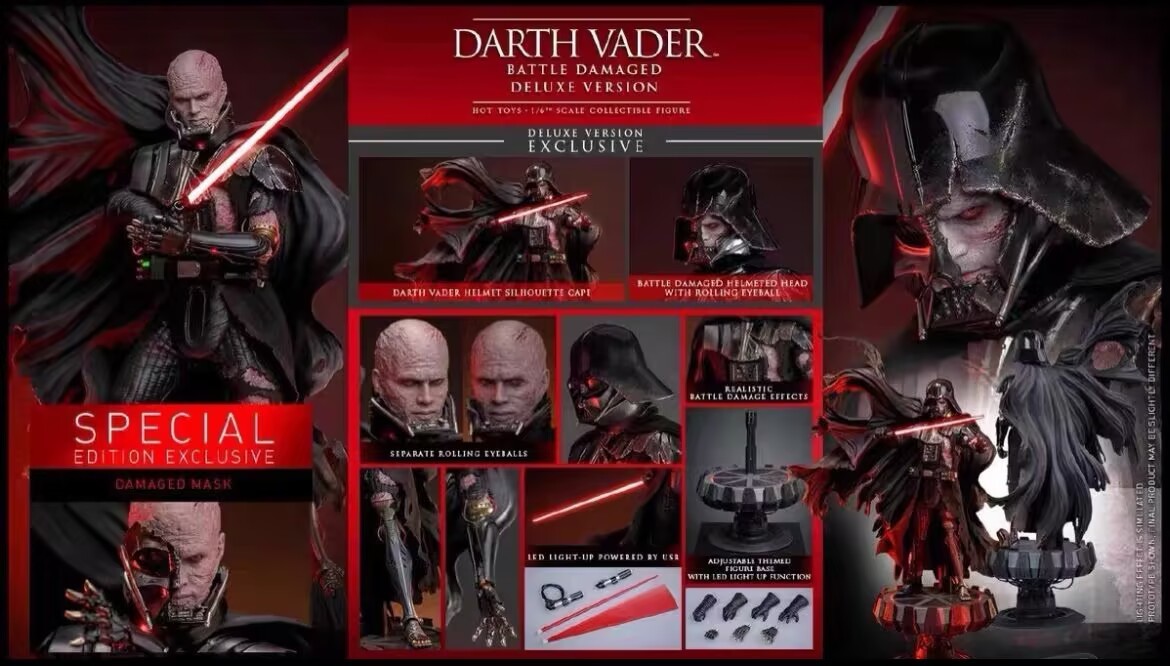 Nuovo Hot Toys DX45B Star Wars Darth Vader Battle Damaged Deluxe Special Ver.
