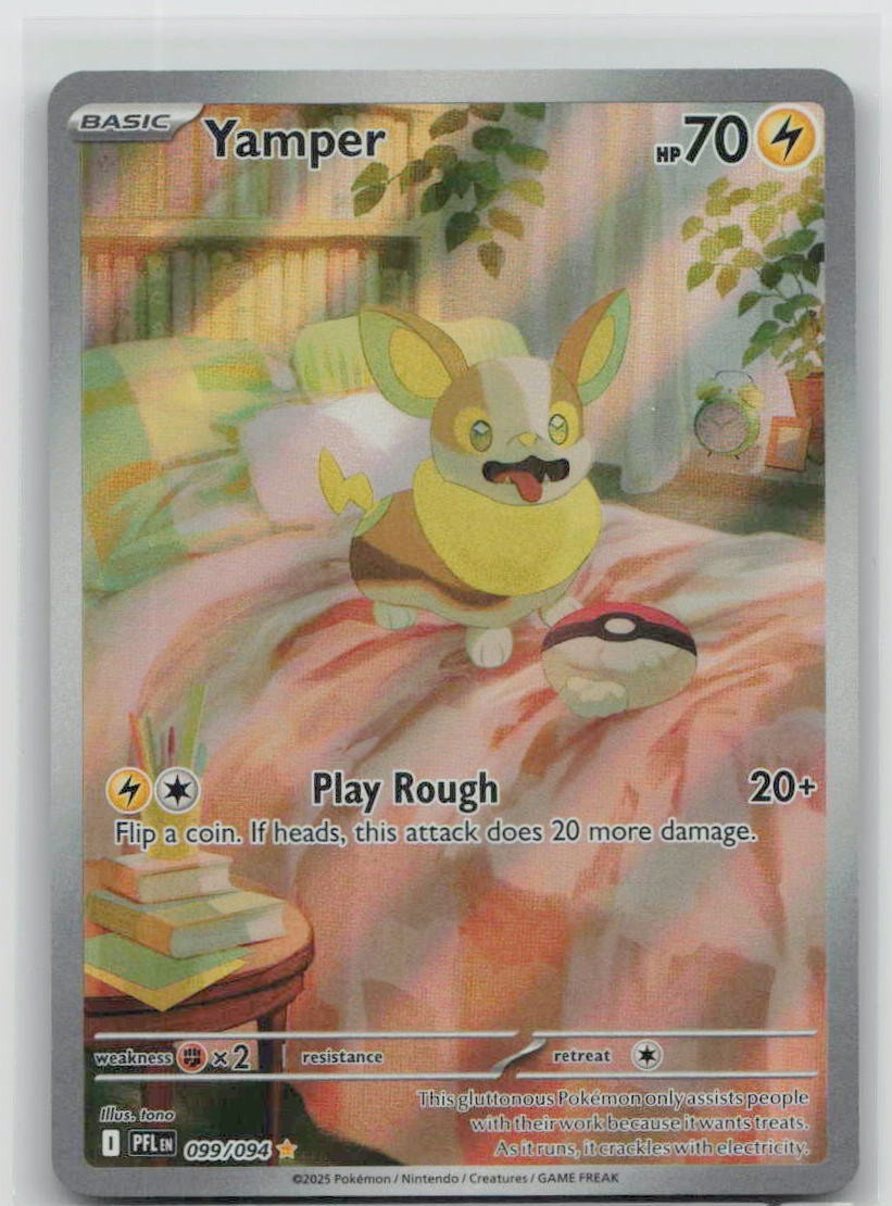 Yamper 099/094 Illustration Rare Phantasmal Flames Pokemon Holo Near Mint