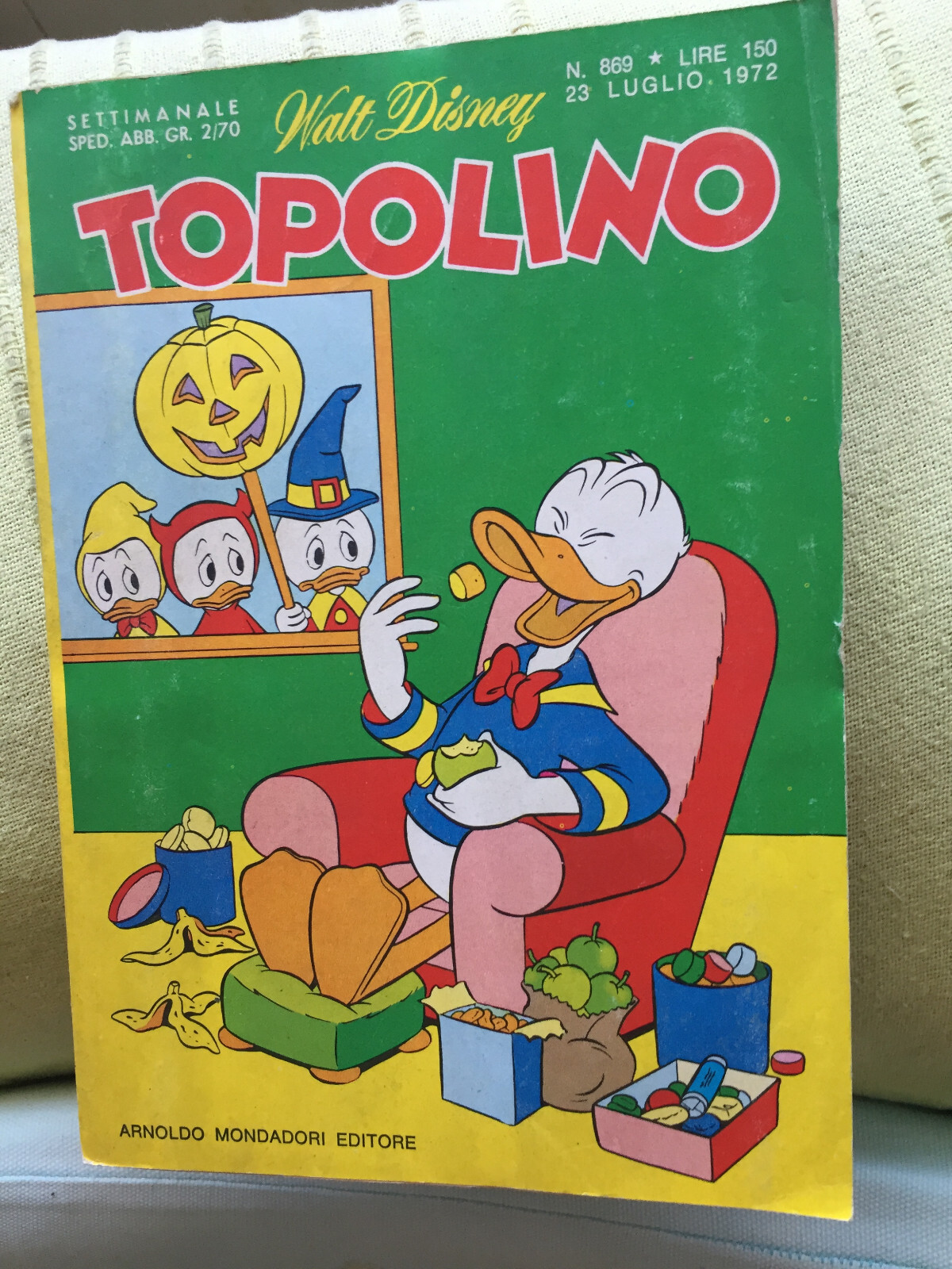 TOPOLINO N° 869, 23 LUGLIO 1972, BOLLINI+PIEGHEVOLE MONDADORI+CEDOLA. OTTIMO+