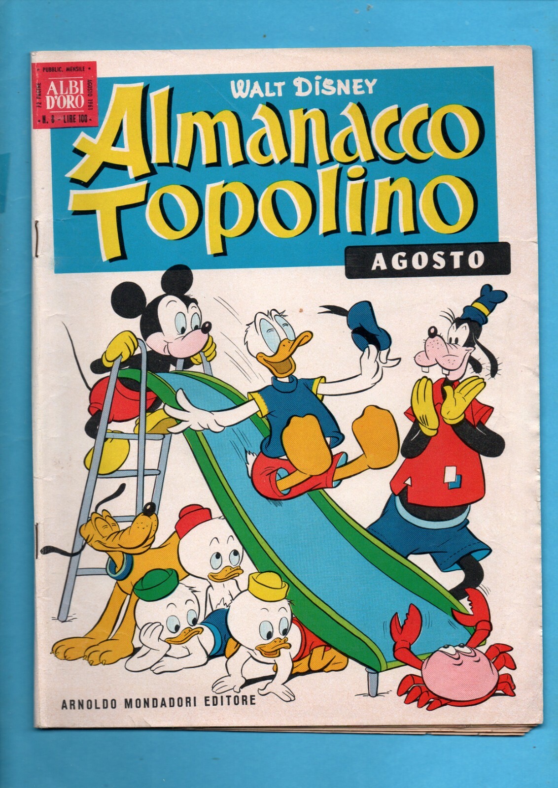 ALBI D'ORO-ALMANACCO TOPOLINO-n. 8 -AGOSTO 1961-MONDADORI-CON FIGURINE