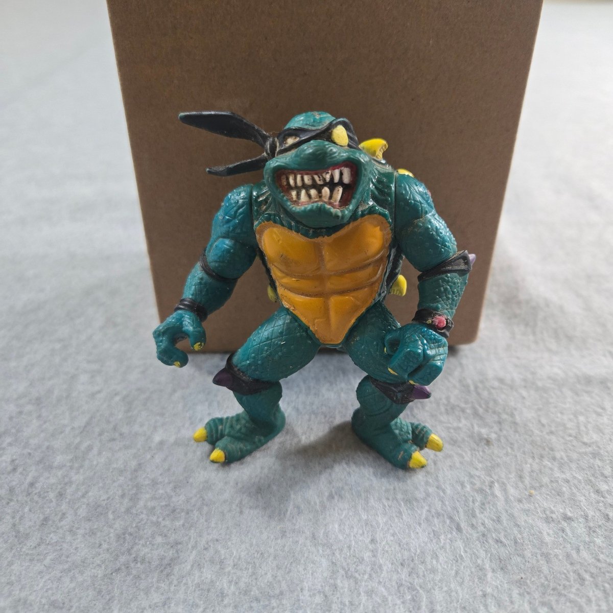 Vintage 1990 TMNT Slash Action Figure Playmates Toys Mirage Studios Teal Shell