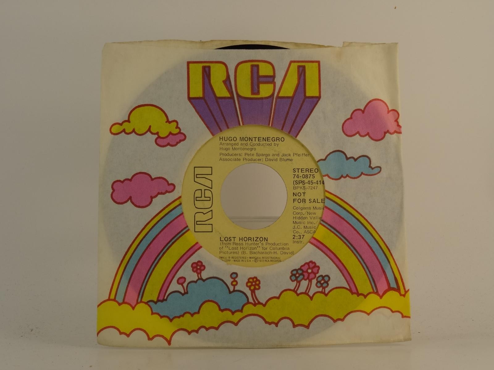 HUGO MONTENEGRO LOST HORIZON (86) 2 Track 7" Single plus Company Sleeve RCA RECO