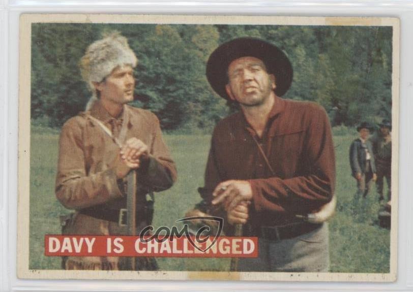 1956 Topps Series 1 Davy Crockett Is Challenged (Grey Stock Back) #34 0ha3