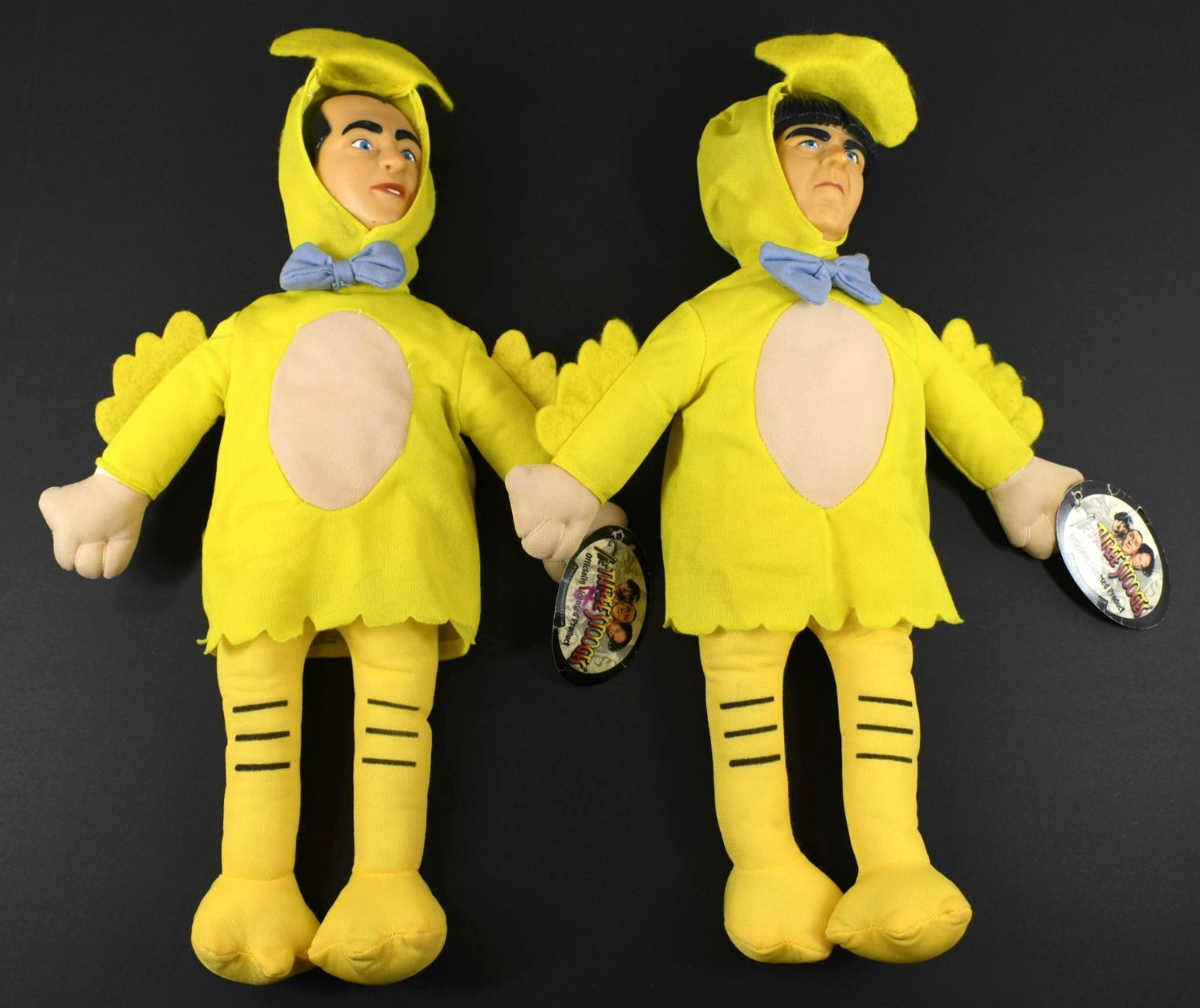 🟡The Three Stooges Curly/Moe Plush Collectible Duck Outfit Tags 2002 Lot of 2