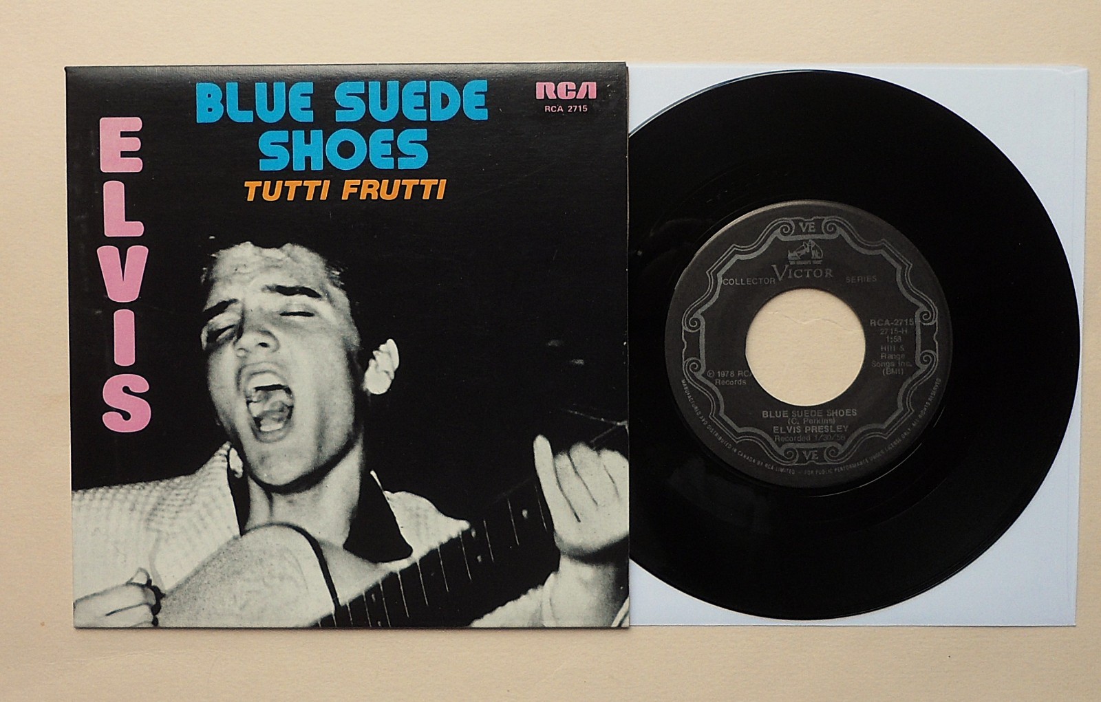 Elvis Presley ~ Blue Suede Shoes/Tutti Frutti ~ 1978 Canada 7" Card Sleeve ~ NM