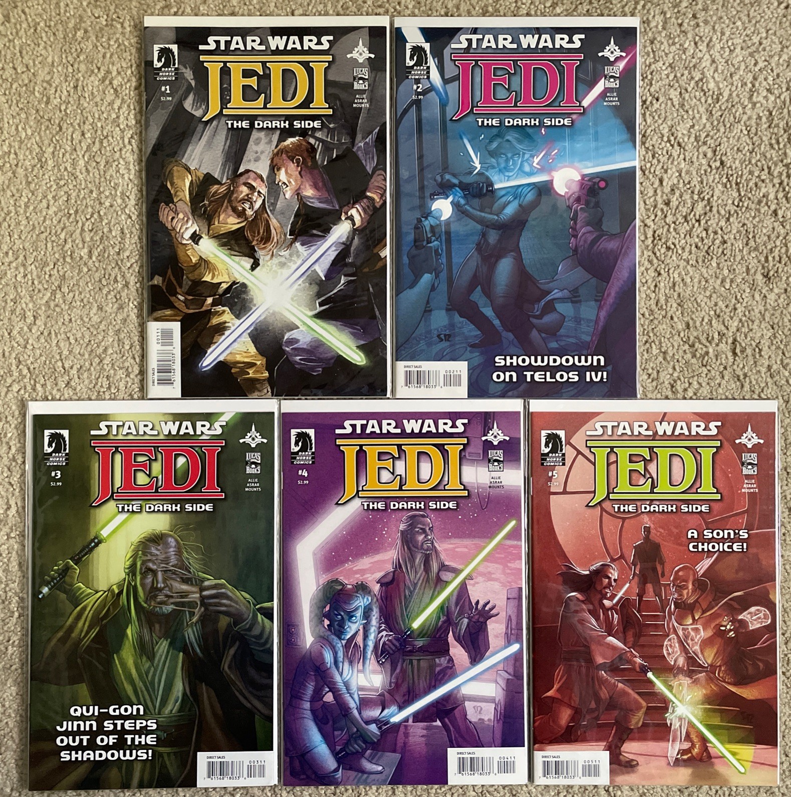 Lotto fumetti Star Wars Jedi The Dark Side #1-5 serie completa 2011 Dark Horse