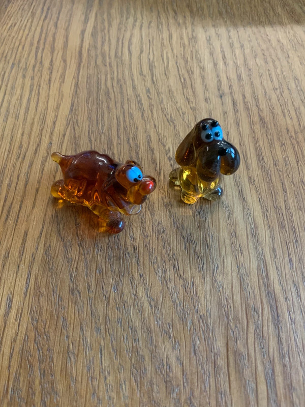 Lote 2 perros miniaturas cristal