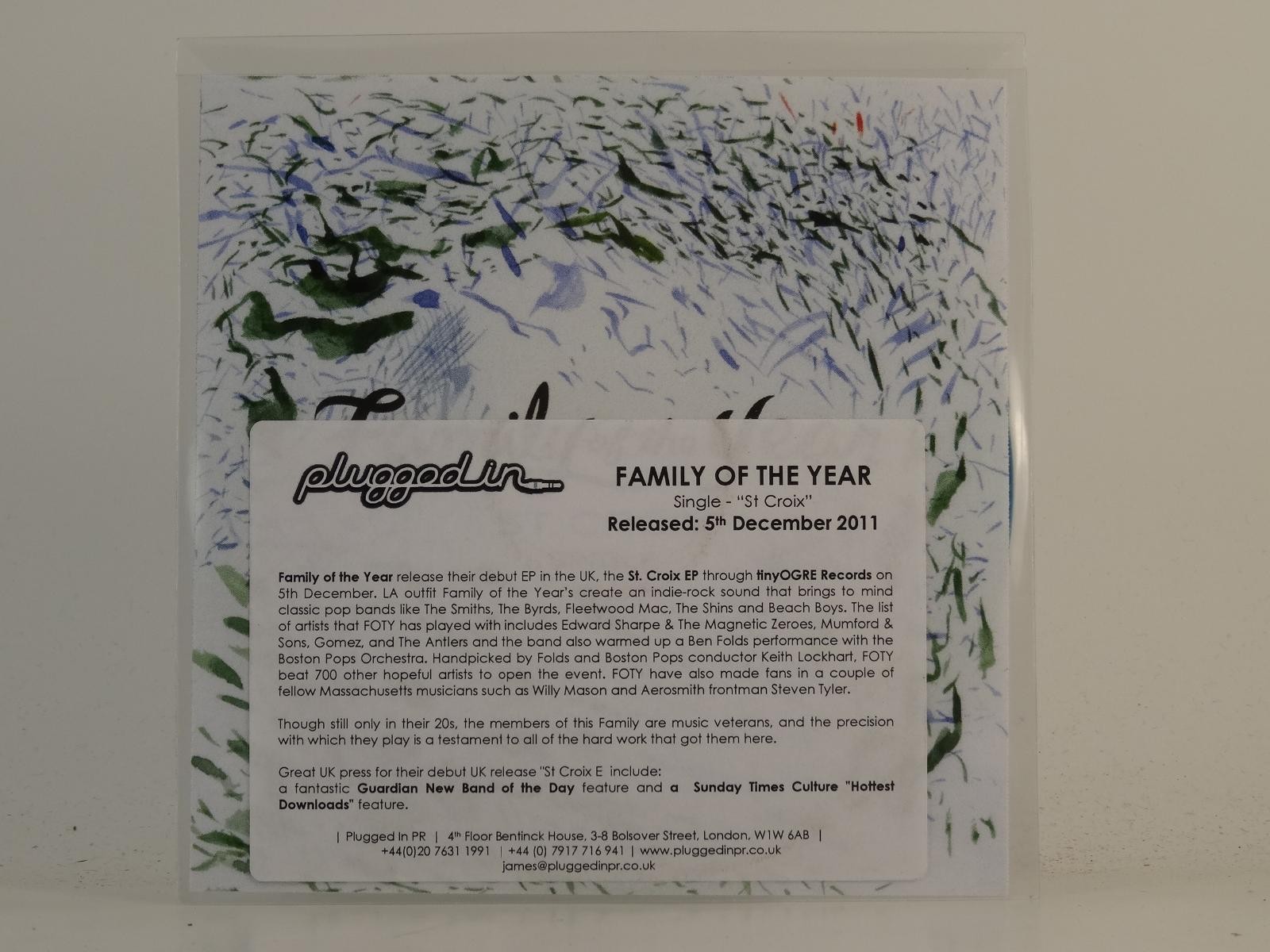 FAMILY OF THE YEAR ST. CROIX (H1) 1 Track Promo CD Single plus Picture Sleeve TI
