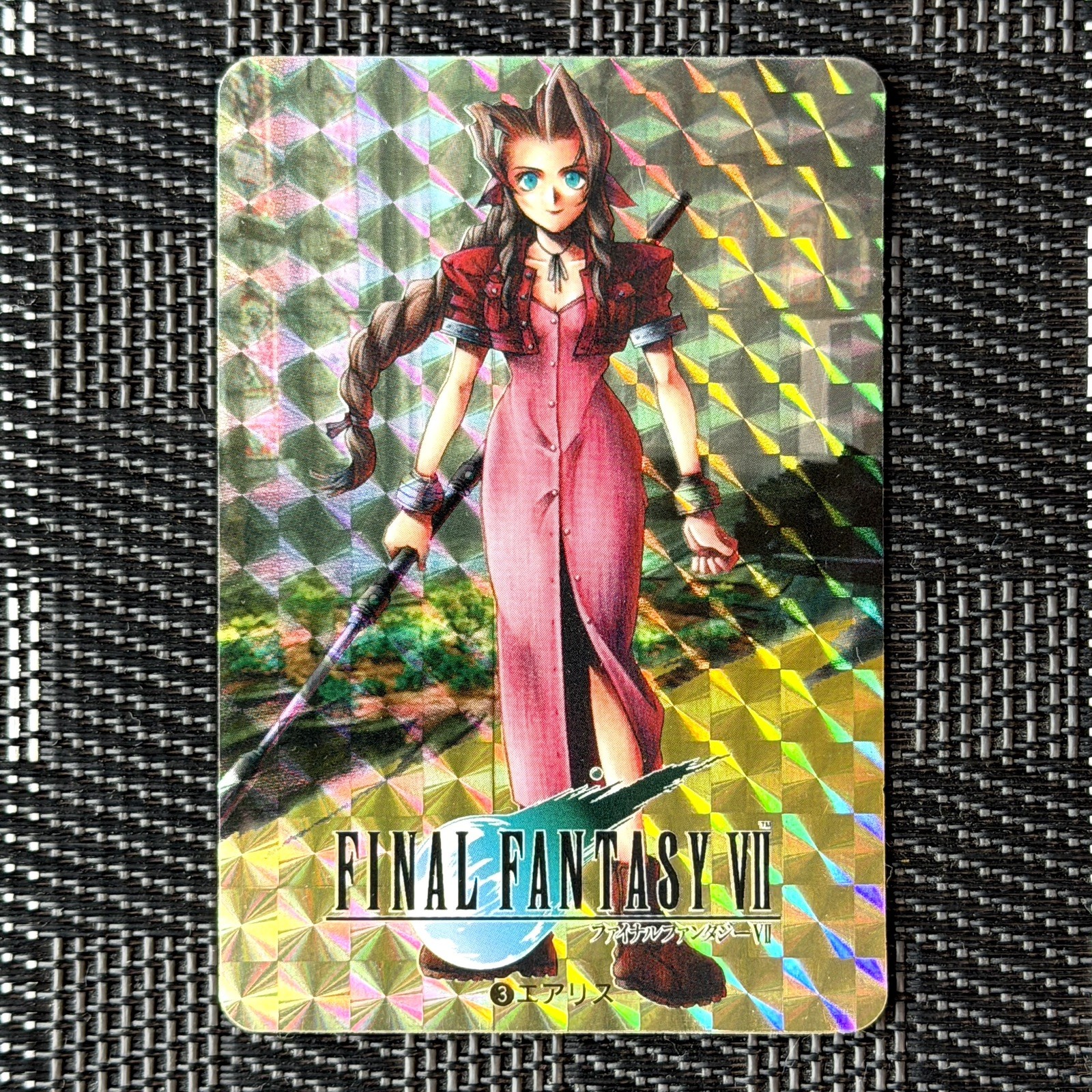 Final Fantasy VII FF7 Aerith Prism Card n.4 Bandai 1997 vintage molto rara