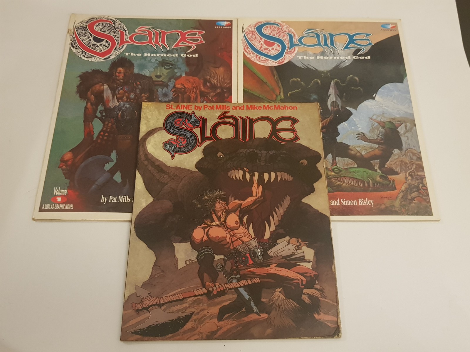 1989 Fleetway Slaine The Horned God Books 1 & 2 + 1986 Titan Annual 1st Editions
