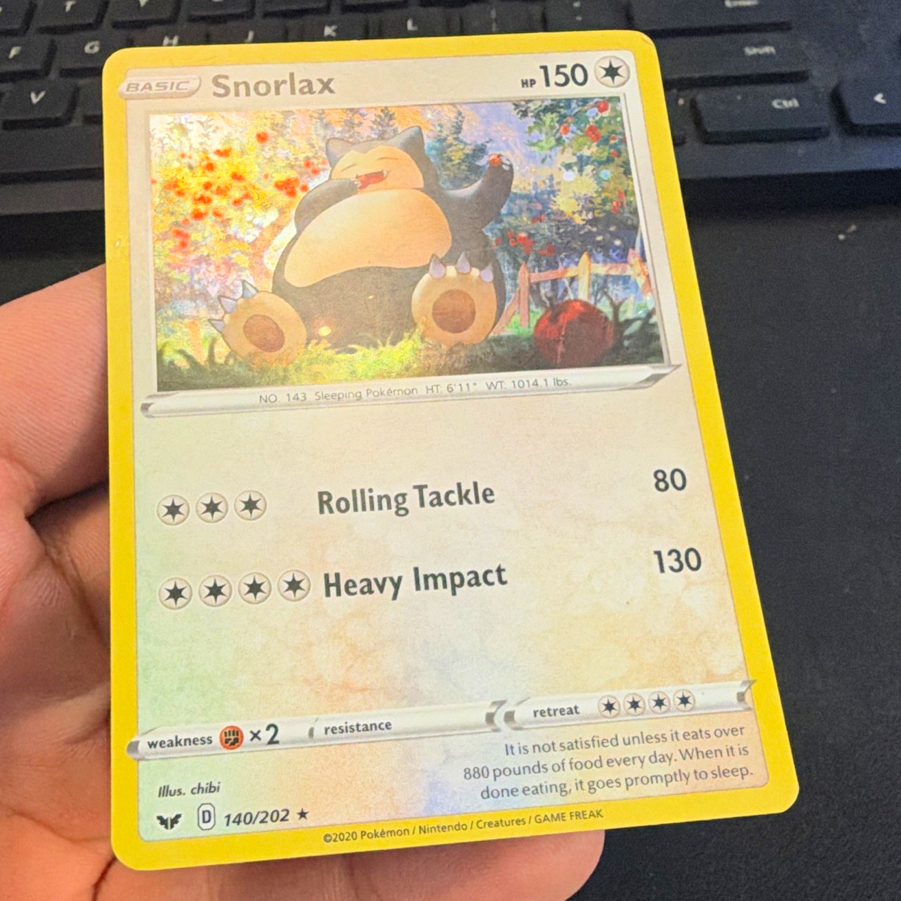 Nintendo Snorlax 140/202 Holo Rara Inglese 150 HP Base