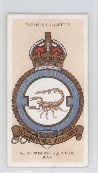1939 Player's RAF Badges Tobacco Motto Back No 84 (Bomber) Squadron #41 0a1