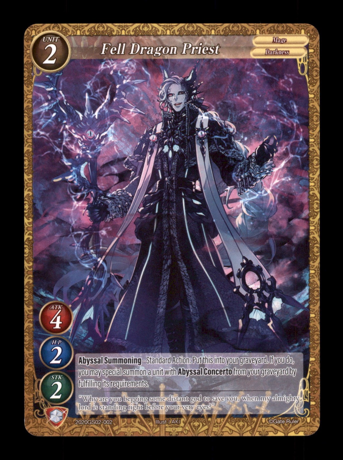 Fell Dragon Priest 2020GS02-002  Gate Ruler Trading Card CC