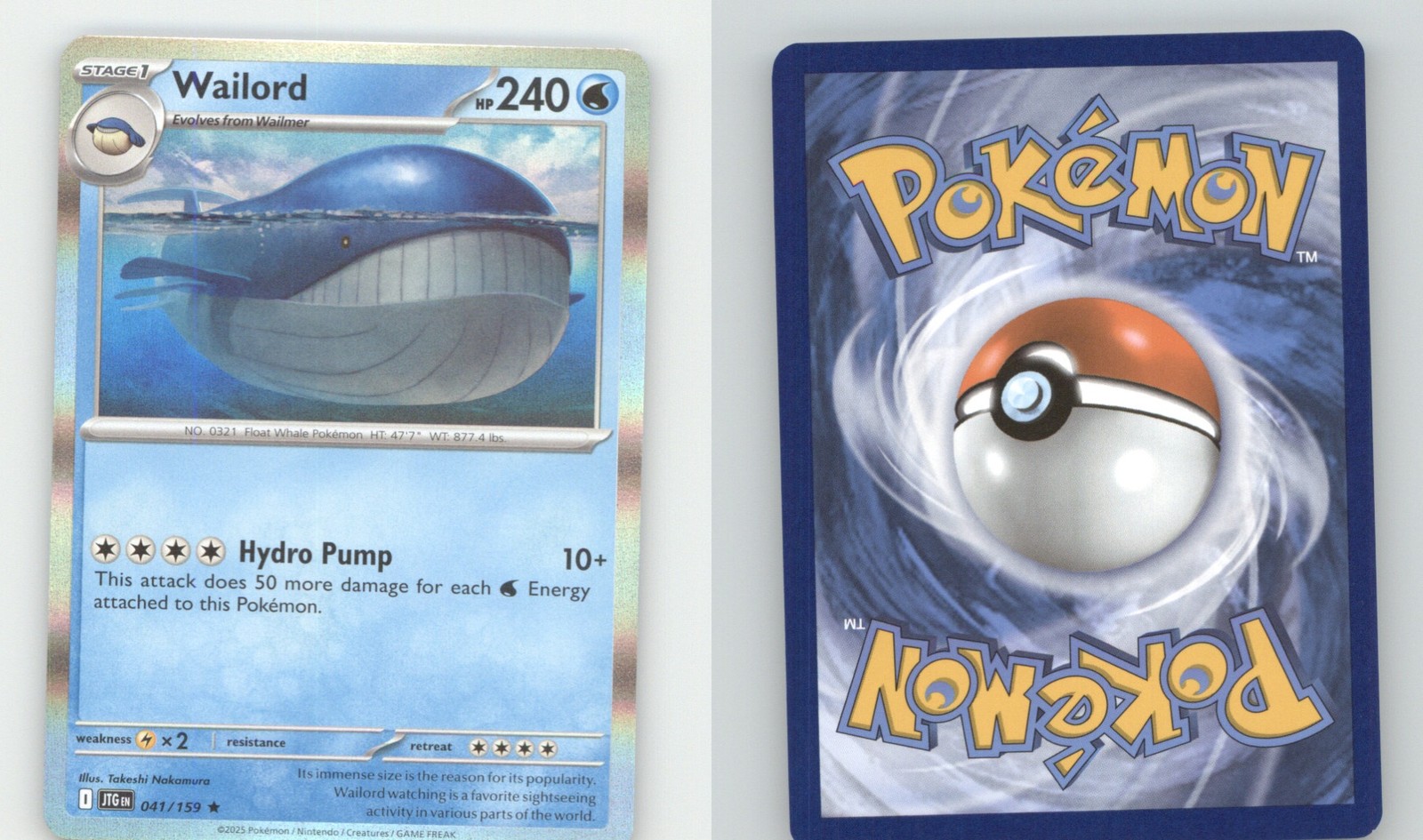 Wailord 041/159 Raro Viaggio Insieme Pokemon Holo Near Mint