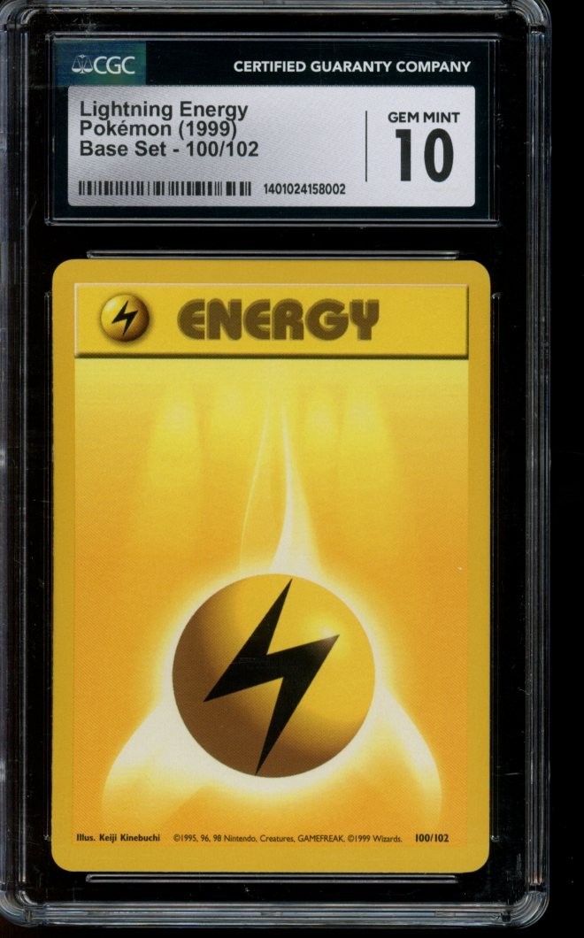 CGC 10 GEM MINT Pokemon Lightning Energy Base Set Energy 100/102