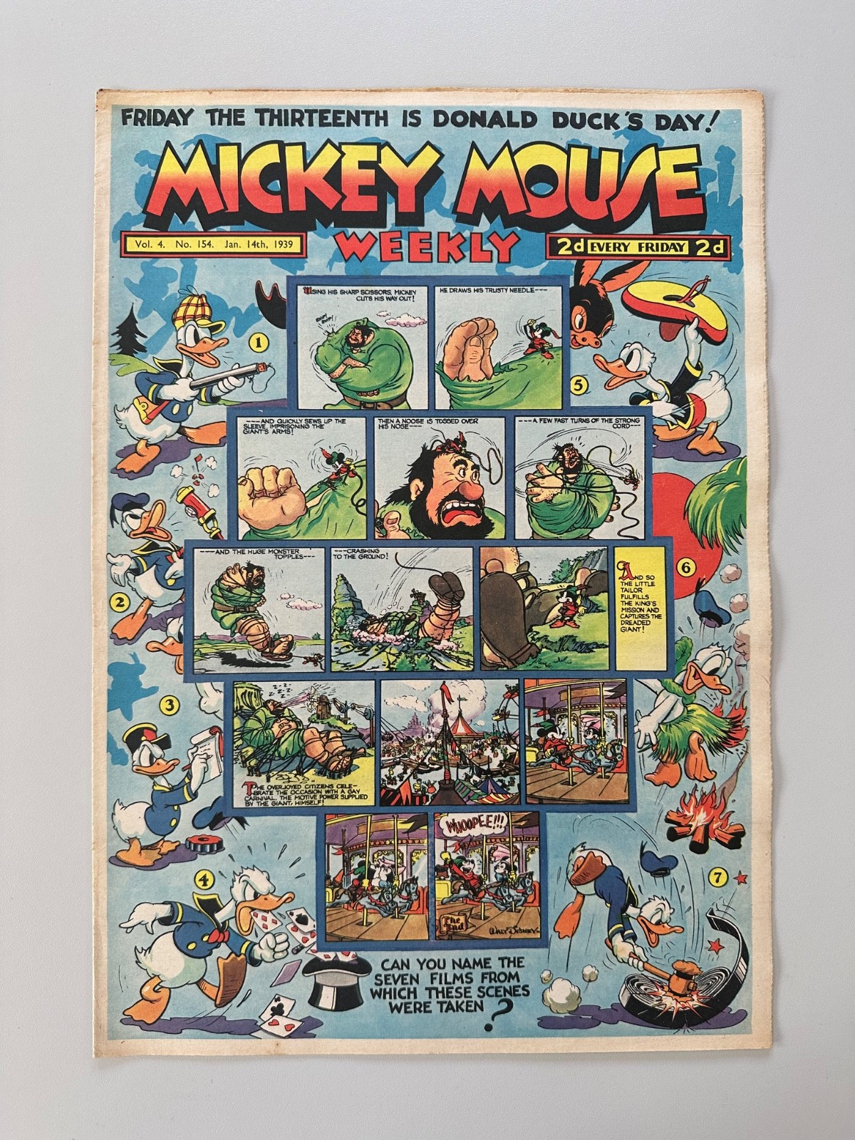 Mickey Mouse Weekly Comic #154 January 14th 1939 FN RARE