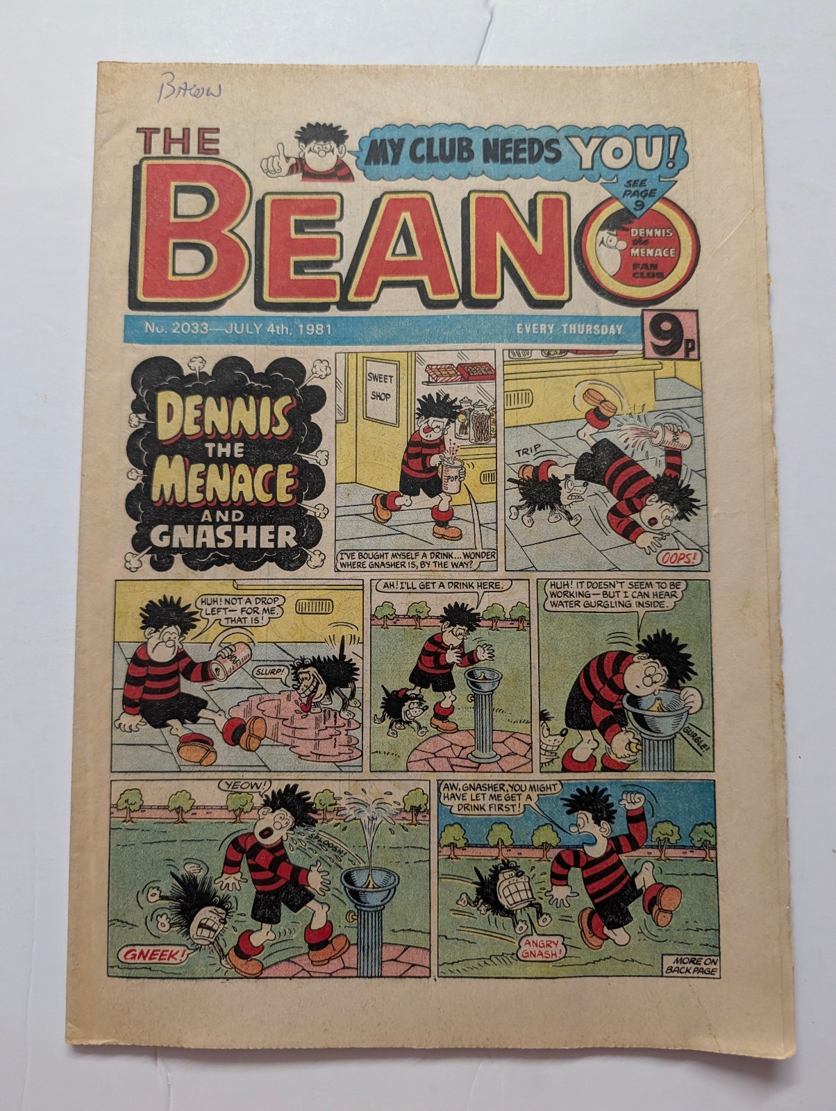 Beano Comic No 2033, July 4th 1981.