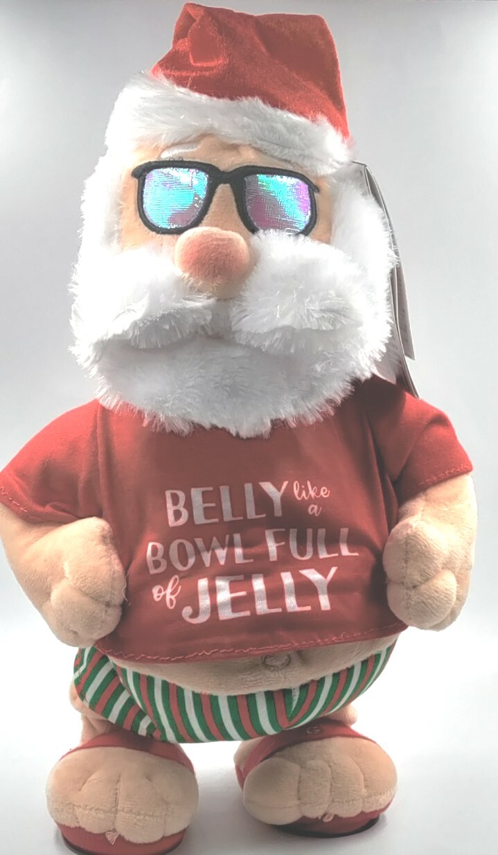 Gemmy Christmas 13" Animated Animatronic Plush Jelly Belly Santa Bootylicious 